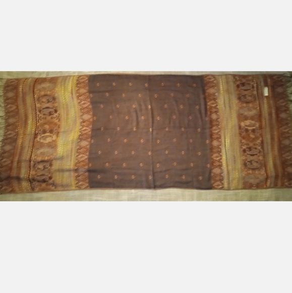 Pashmina Signed 100% Cashmere Vtg Paisley Design Reversib Scarf/Shawl 70x27" - Picture 13 of 14